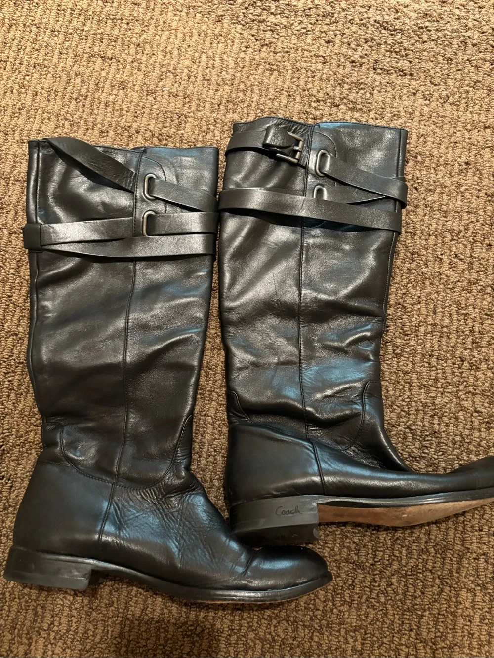 Coach Black Leather Knee-High Riding Boots